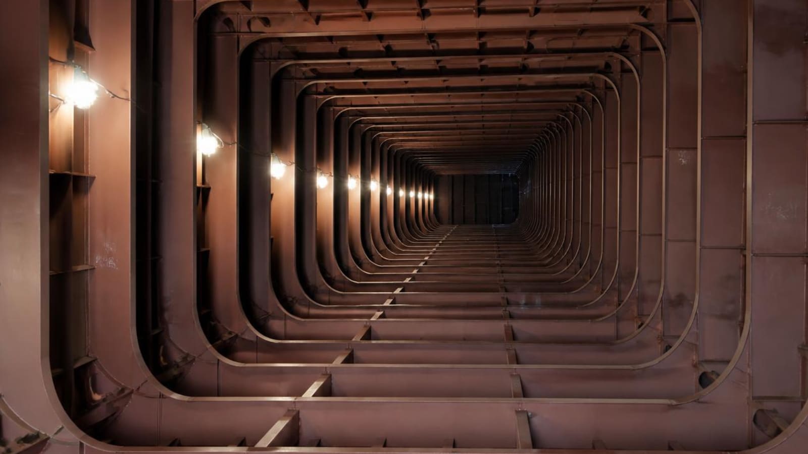 Internal ship structure showing frames, stiffeners and bulkhead plate